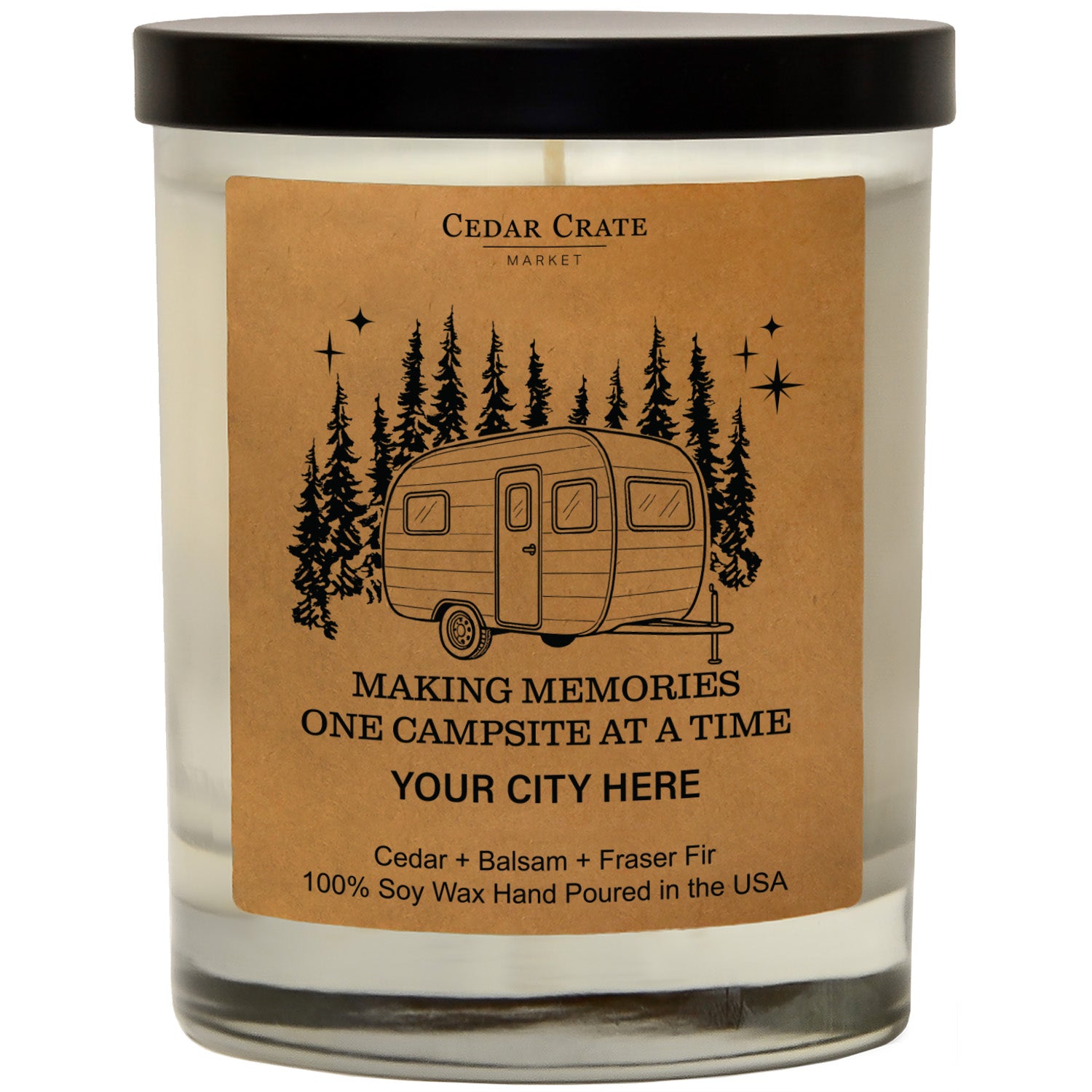 Making Memories Retro Camper Forest Name Drop Kraft Candle