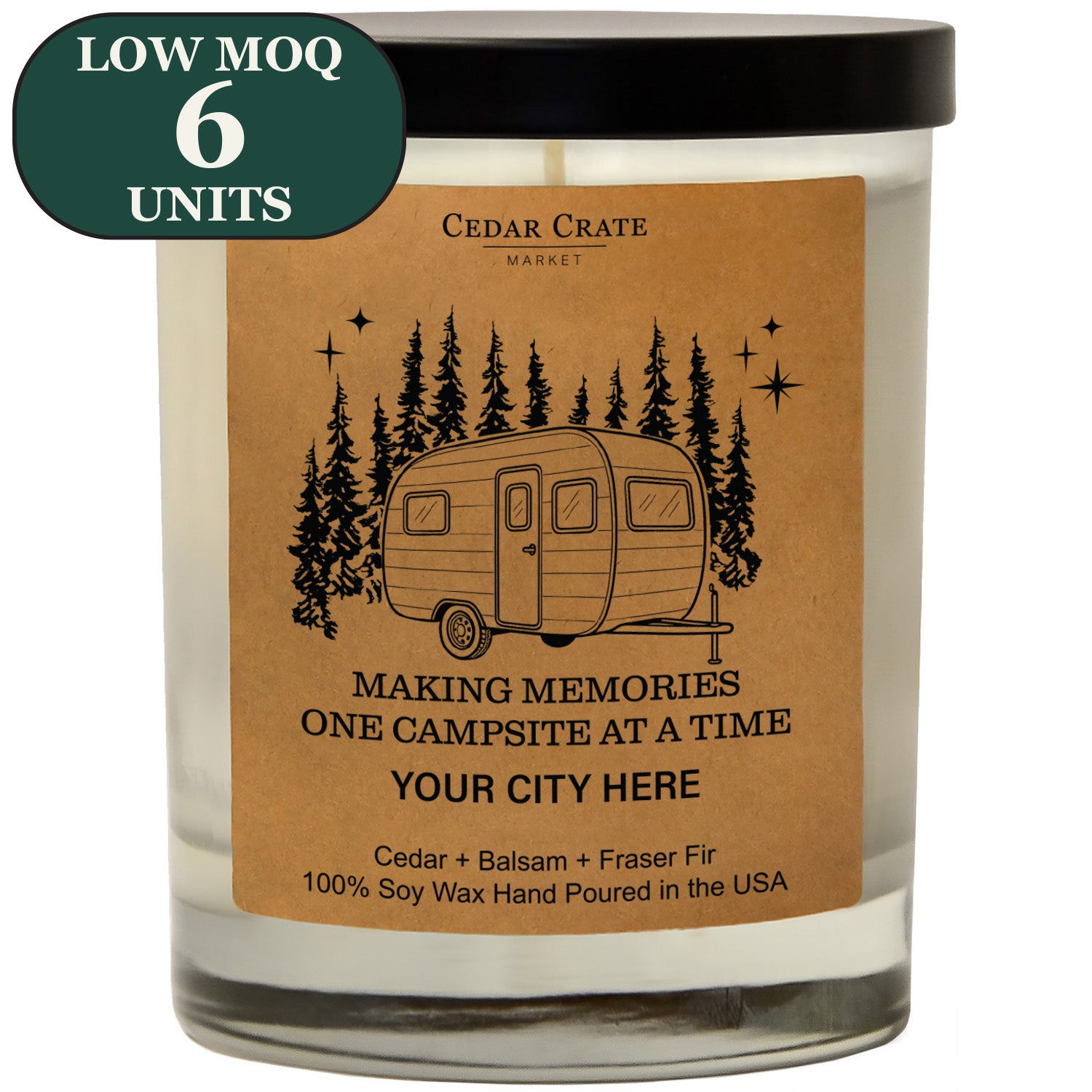 Cedar Crate Market Soy Candle "Name Drop - Retro Camper Kraft" funny gift