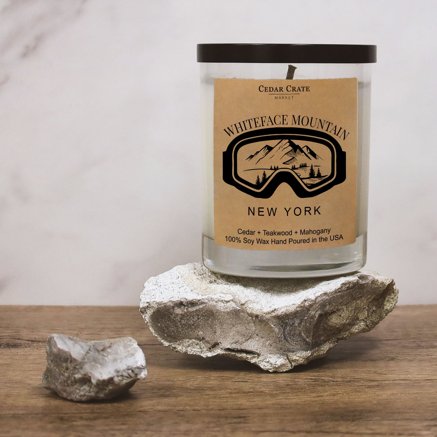 Mountain Ski Goggles Name Drop Kraft Candle