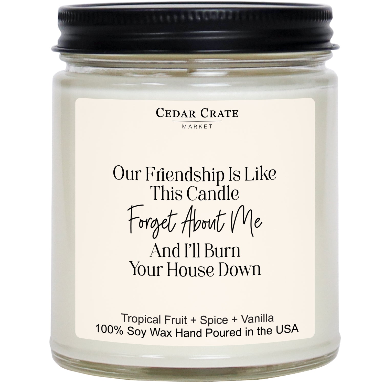 Our Friendship Is Like This Candle, Forget Me and I'll Burn Your House Down White Jar Candle