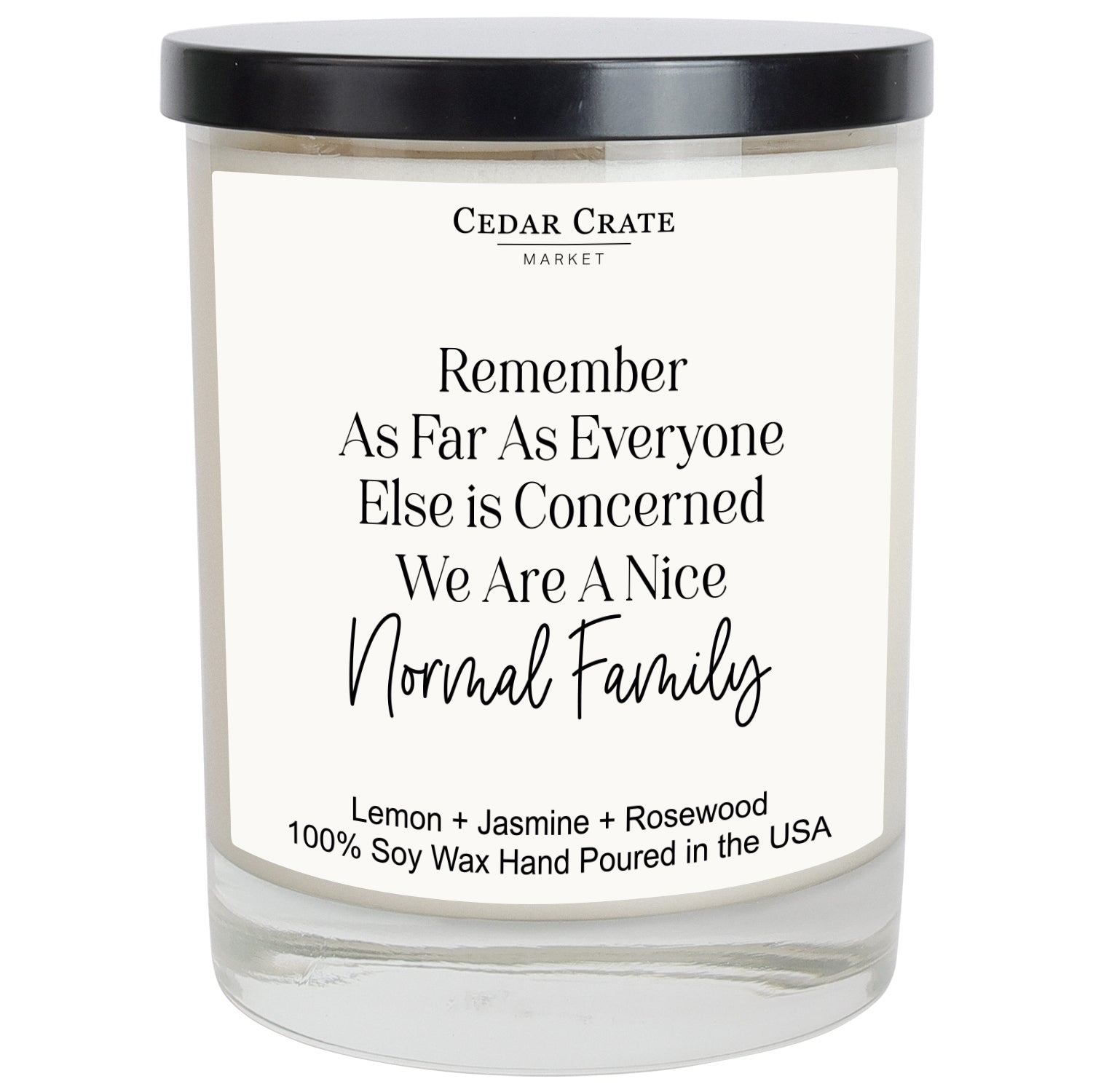 Remember We Are a Nice Normal Family White Candle