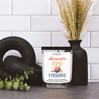 All I Need Is Jesus And Pickleball White Candle