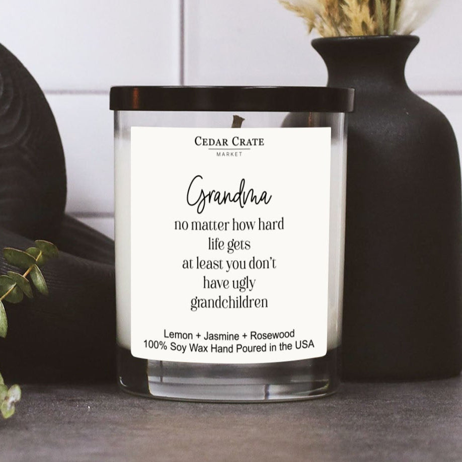 Grandma No Matter How Hard Life Gets White Candle