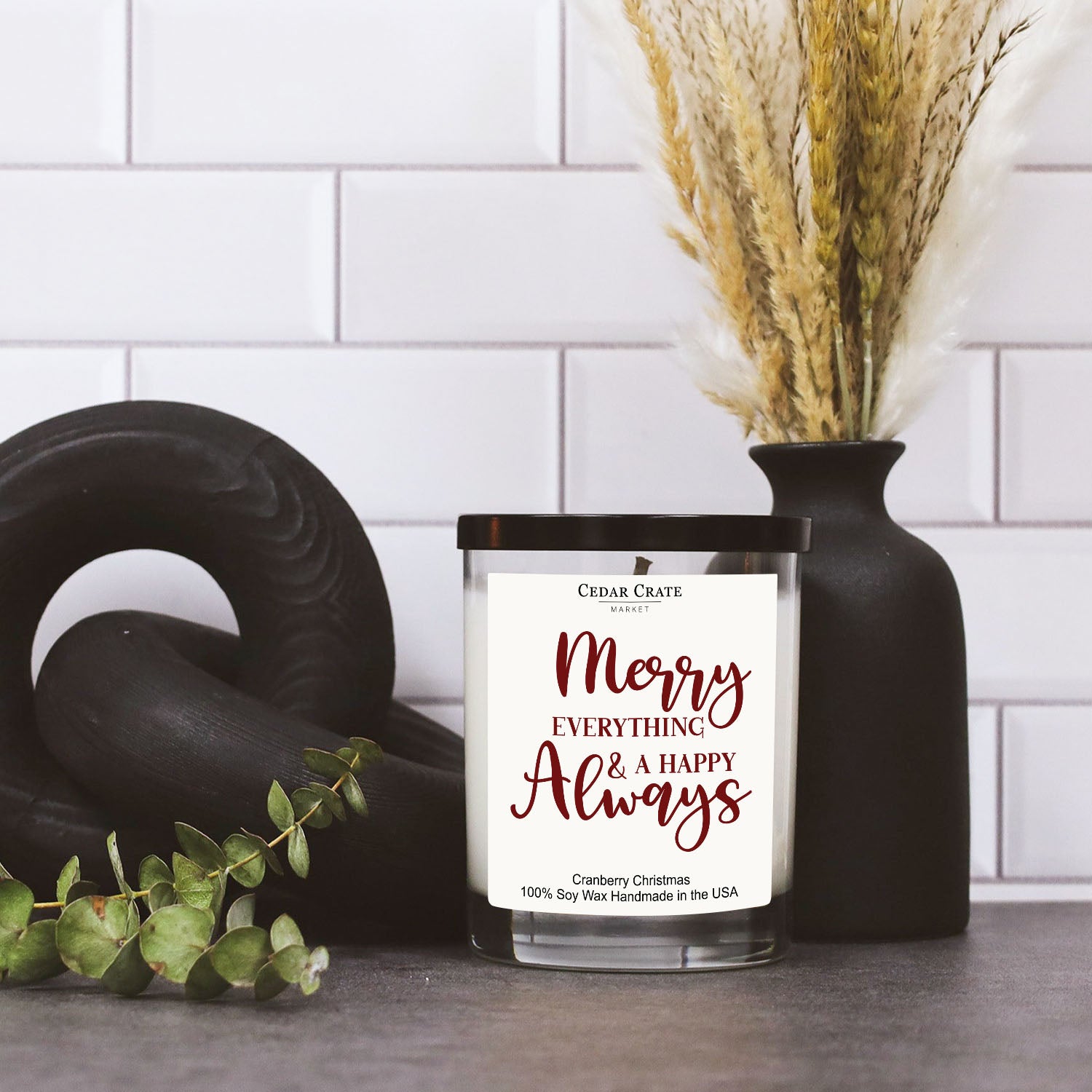 Merry Everything & Happy Always White Candle
