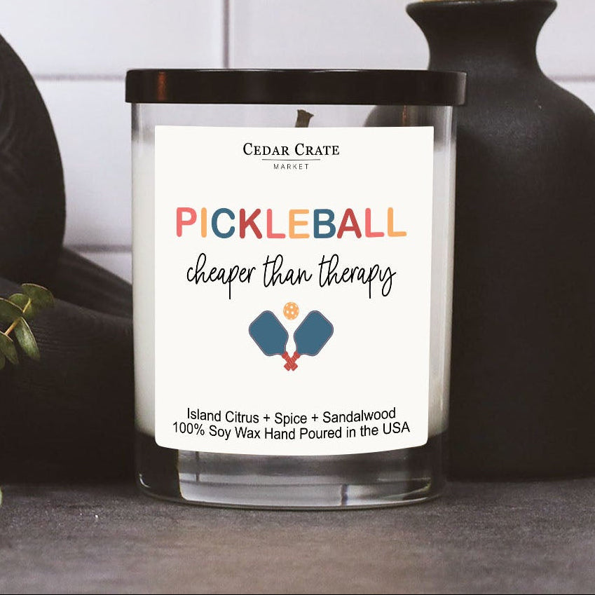Pickleball Cheaper Than Therapy White Candle