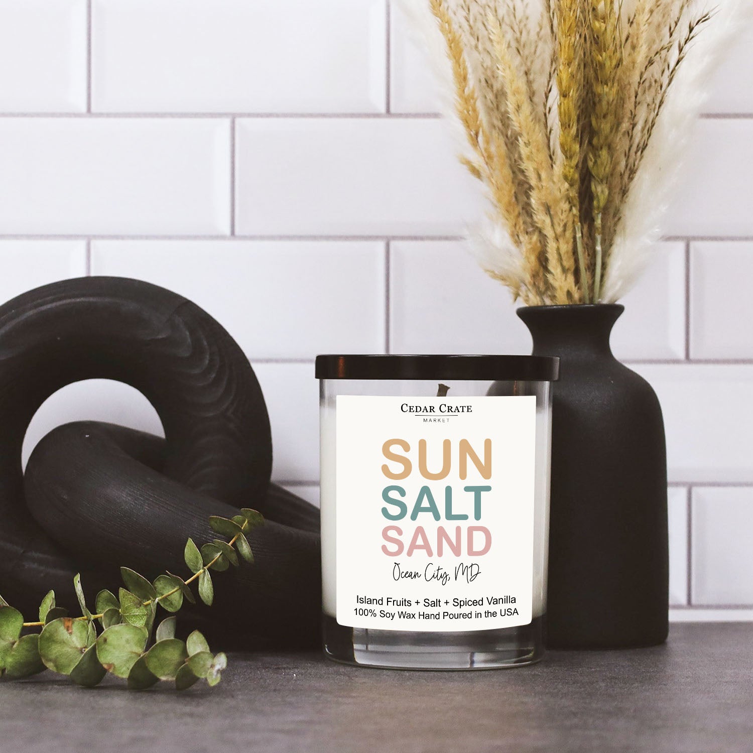 Sun Salt Sand Name Drop White Candle