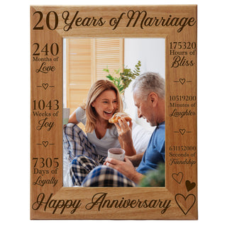 20th Anniversary Counting The Minutes Wood Photo Frame