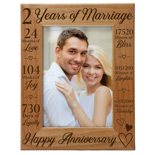 2nd Anniversary Counting The Minutes Wood Photo Frame