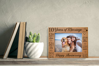 10th Anniversary Counting The Minutes Wood Photo Frame