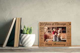 20th Anniversary Counting The Minutes Wood Photo Frame