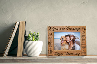 2nd Anniversary Counting The Minutes Wood Photo Frame