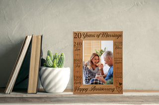 20th Anniversary Counting The Minutes Wood Photo Frame