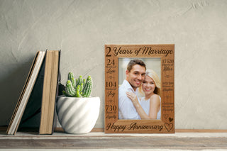 2nd Anniversary Counting The Minutes Wood Photo Frame