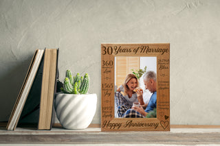 30th Anniversary Counting The Minutes Wood Photo Frame
