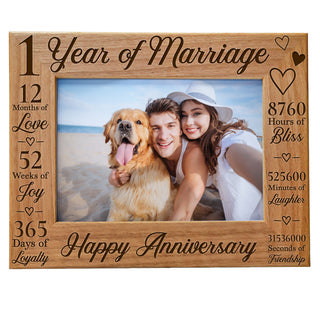 1st Anniversary Counting The Minutes Wood Photo Frame