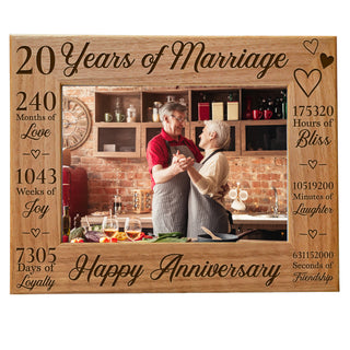 20th Anniversary Counting The Minutes Wood Photo Frame