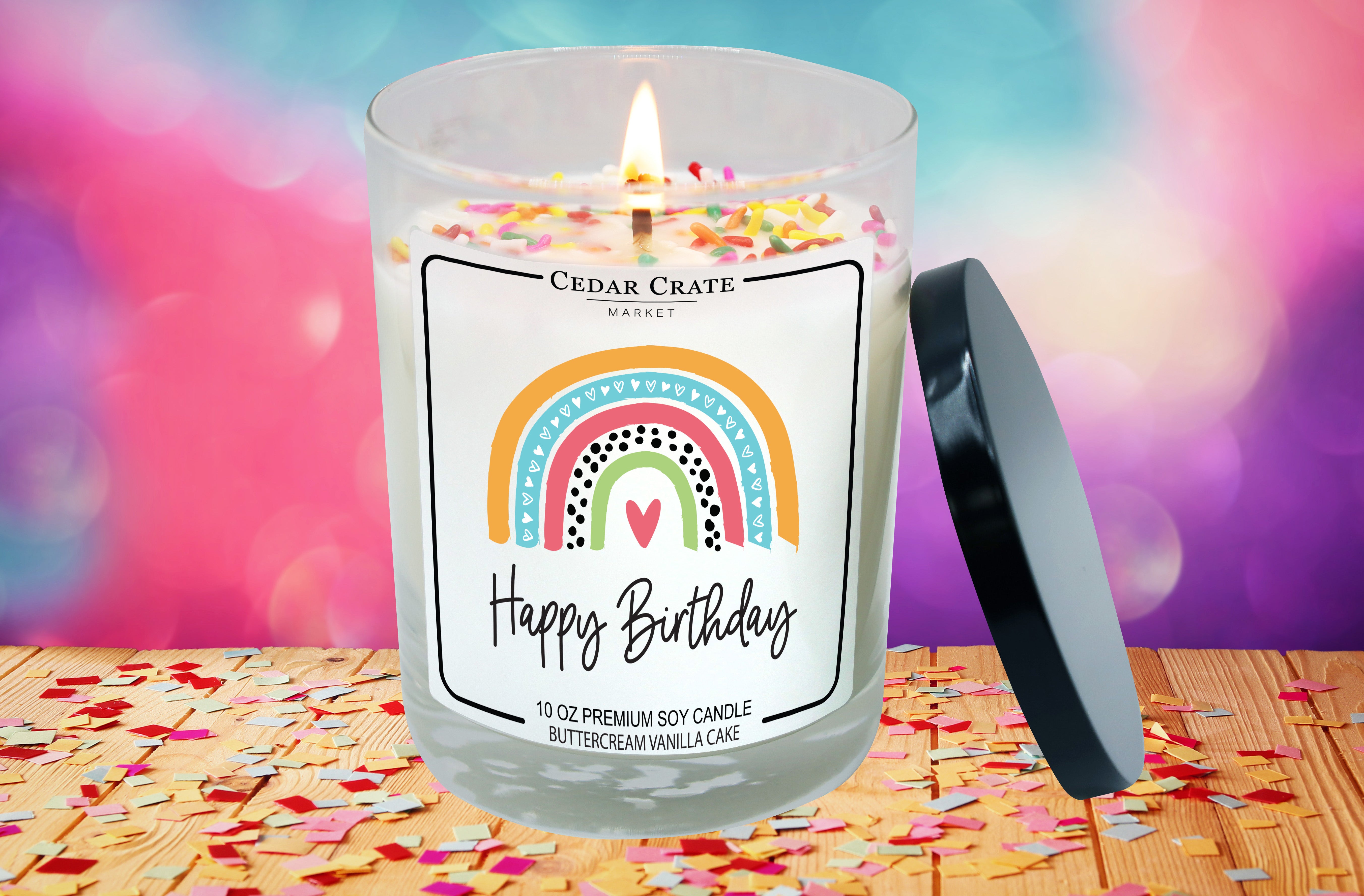 Happy Birthday Rainbow Soy Candle