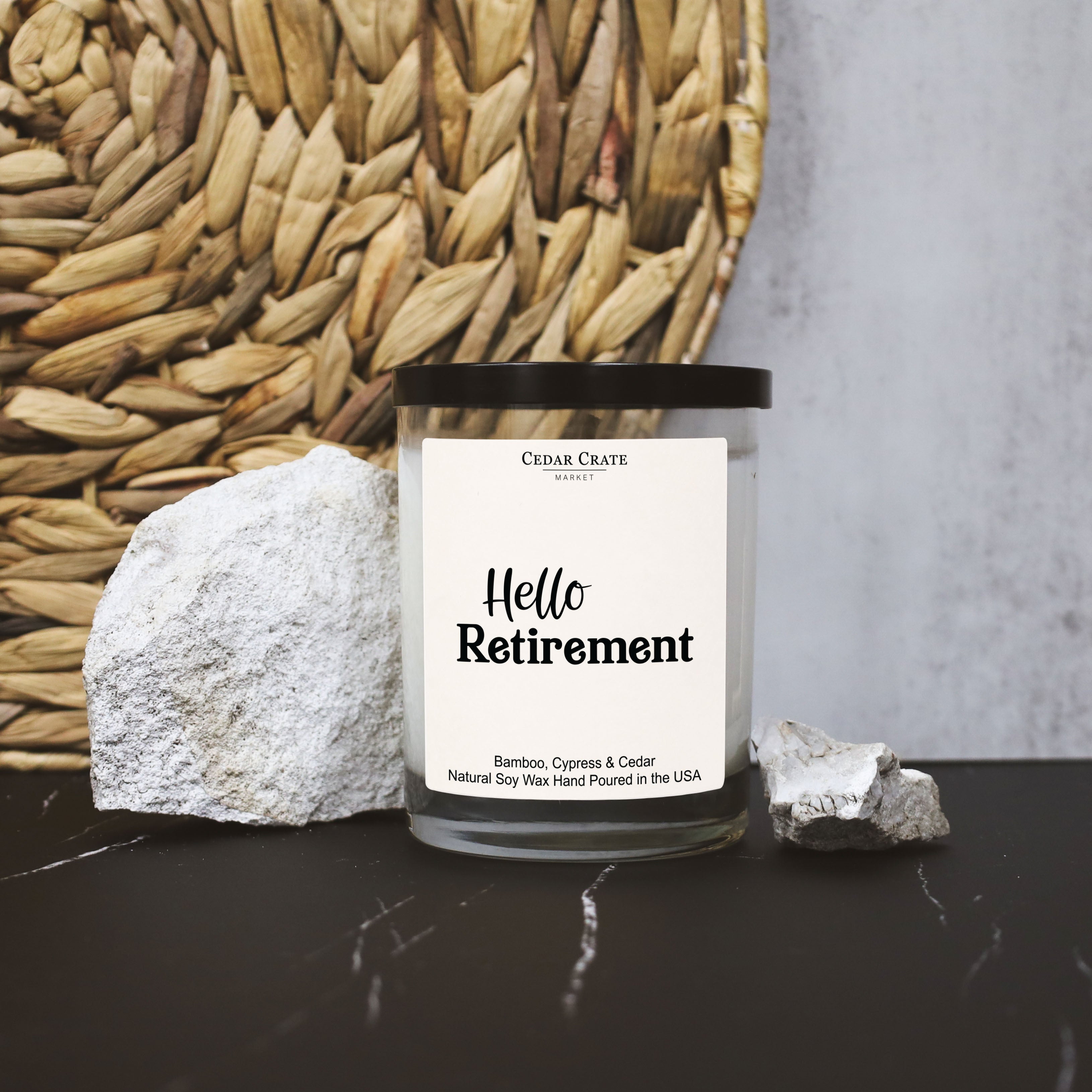 Hello Retirement White Candles