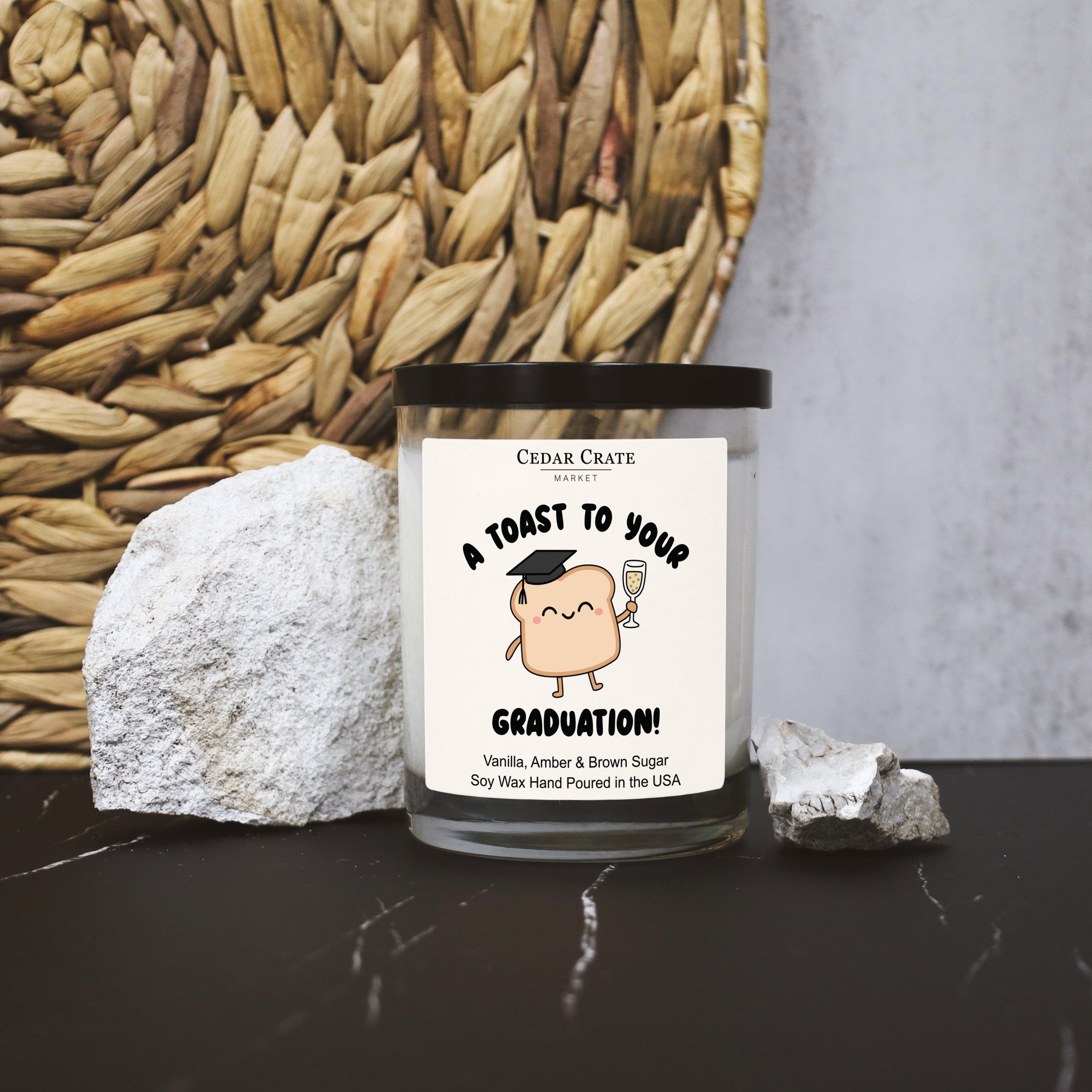 A Toast To Your Graduation White Signature Candle