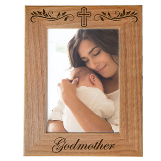 Godmother - Engraved Natural Wood Photo Frame