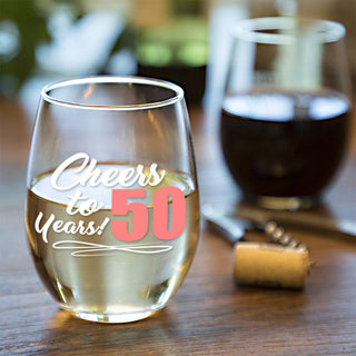 Cheers to 50 years Wine Glass - Last Chance!