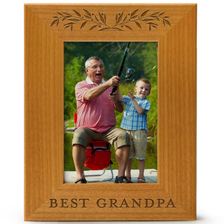 Best Grandpa - Engraved Natural Wood Photo Frame