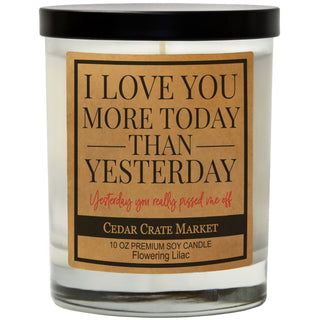 I Love You More Today Than Yesterday. Yesterday You Really Pissed Me Off Soy Candle
