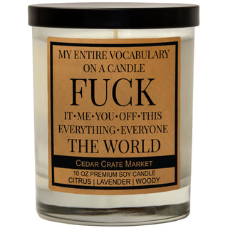 My Entire Vocabulary On A Candle Soy Candle