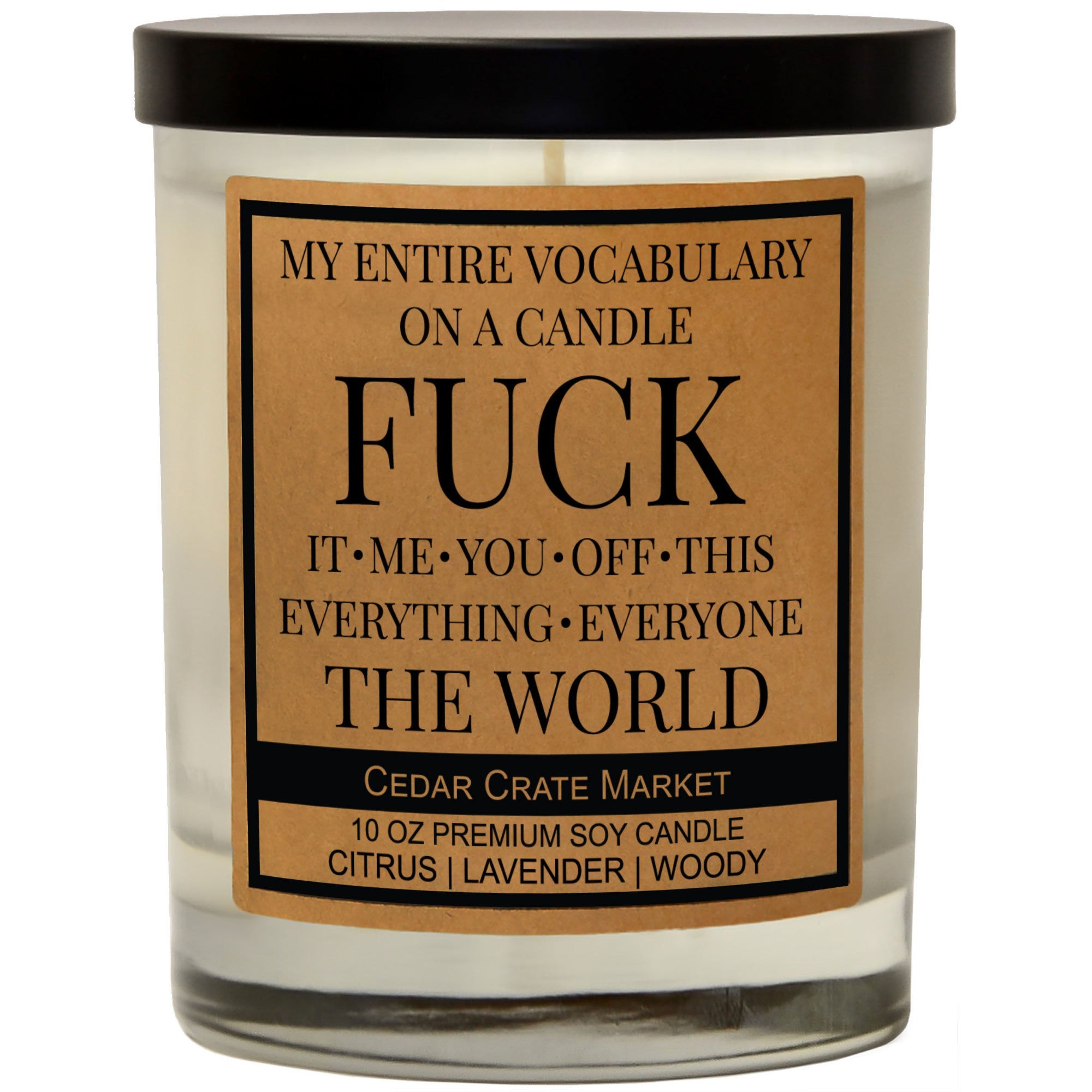 Cedar Crate Market Soy Candle "Funny Candle Women, Men - My Entire Vocabulary On A" funny gift