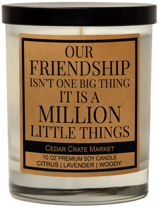 Our Friendship Isn't One Big Thing It's A Million Little Things Soy Candle