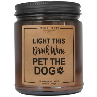 Light This Drink Wine Pet The Dog Amber Jar