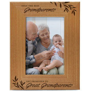 Only the Best Grandparents get Promoted to Great Grandparents - Engraved Natural Wood Photo Frame