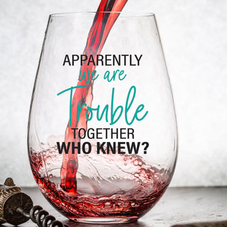 Apparently We Are Trouble Together - Wine Glass