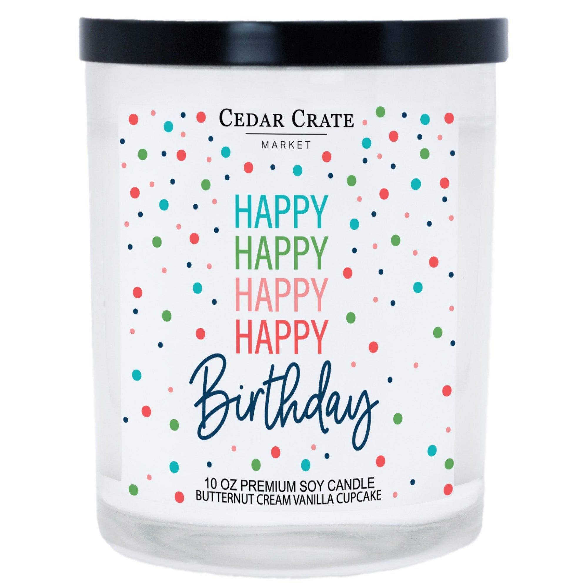 Cedar Crate Market Soy Candle "Happy Happy Happy Happy Birthday Candle with Sprinkes" Birthday gift