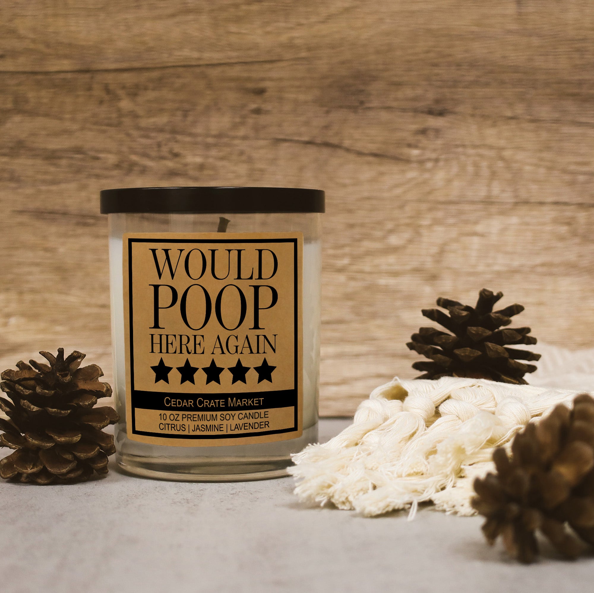 Funny Bathroom Candles | Would Poop Here Again ***** Kraft