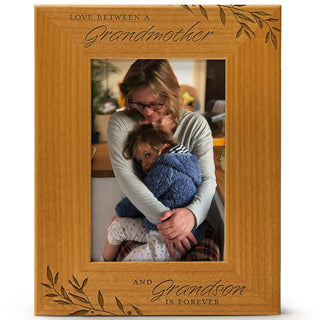 Love between a Grandmother & Grandson is Forever - Engraved Natural Wood Photo Frame