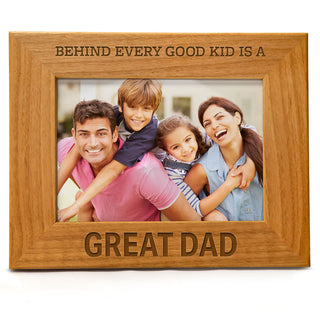 Behind Every Good Kid Is A Great Dad - Engraved Natural Wood Photo Frame