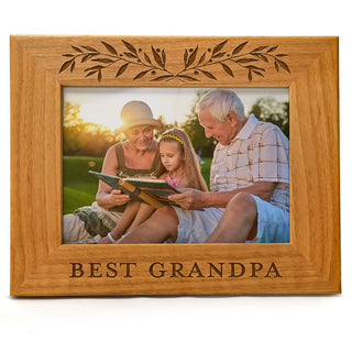 Best Grandpa - Engraved Natural Wood Photo Frame