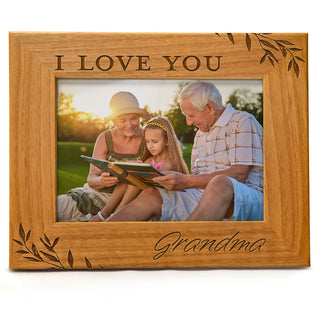 I Love You Grandma - Engraved Natural Wood Photo Frame