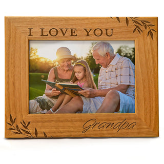 I Love You Grandpa - Engraved Natural Wood Photo Frame