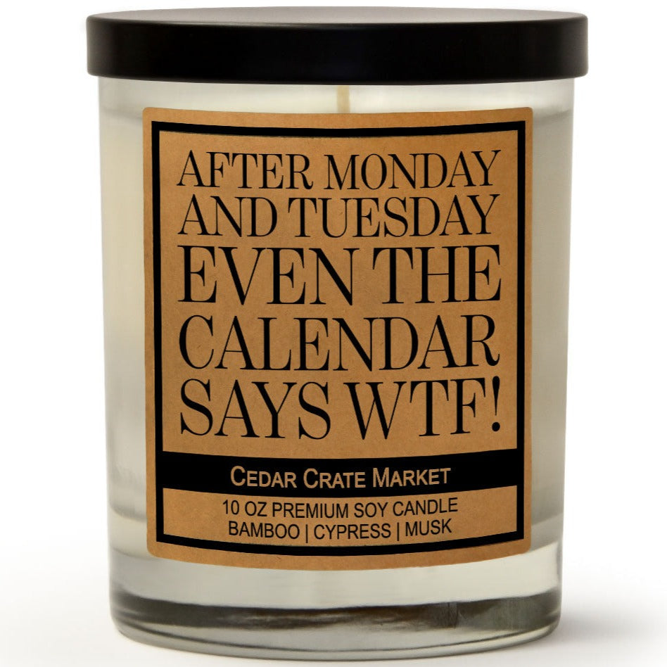 After Monday and Tuesday Even the Calendar Says WTF! Soy Candle