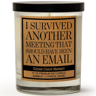 I Survived Another Meeting That Should Have Been An Email Soy Candle